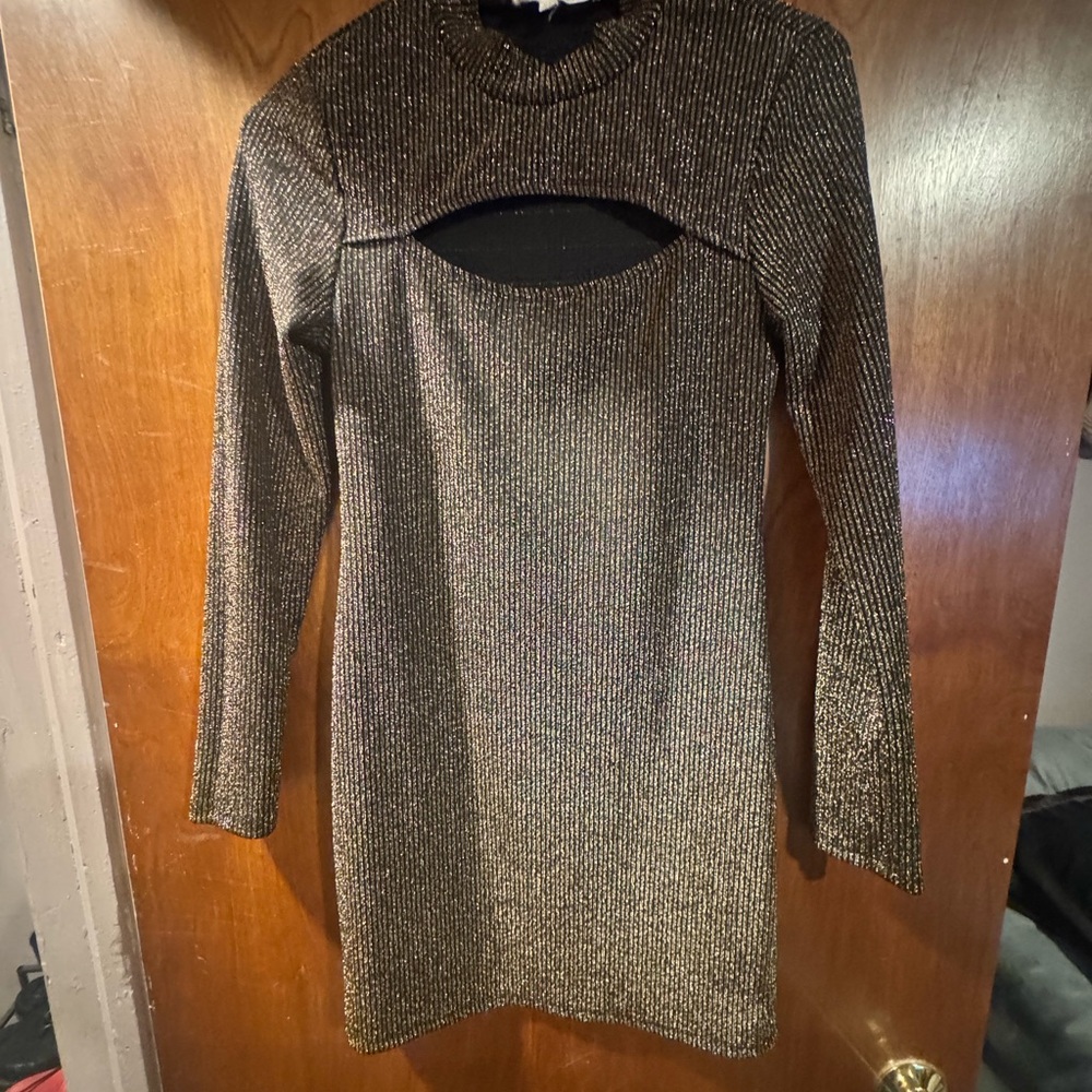 Shimmering Metallic Cutout Dress